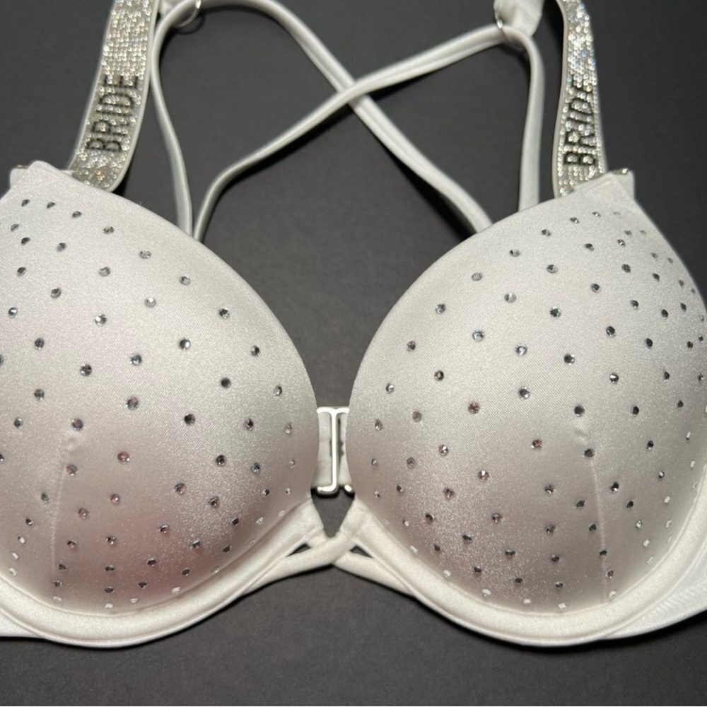 Victoria Secret 34A Bombshell Push Up Bikini Top Bride Shine Strap White - Picture 2 of 6